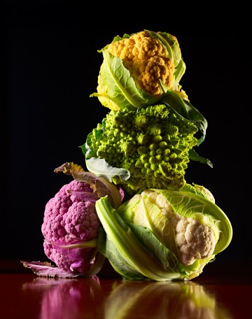 Cauliflower Colors Trimmed, food photography by Rich Begany