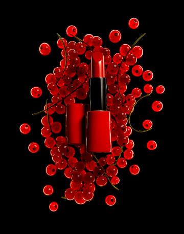 Red Currants Lipstick, cosmetic photography by Rich Begany