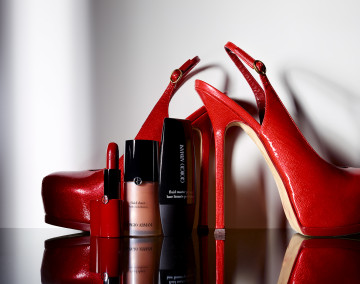 Red Platforms with Armani, product photography by Rich Begany
